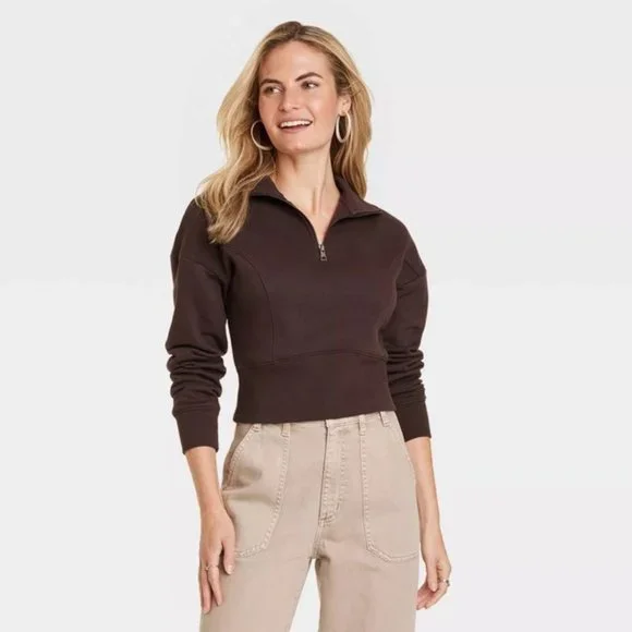 Universal Thread Tops Womens Cropped Quarter Zip Sweatshirt Poshmark